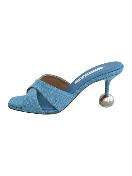 Aquazzura Shoes - NWT Authentic Aquazzura Darling Mule 75 Open Toe Heels Sandals in Blue Denim